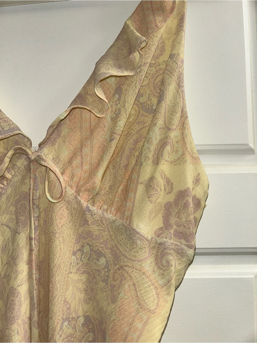 Kimchi Blue Ruffle-Trim Maxi Dress in Pale Yellow and Soft Peach - Picture 5 of 7
